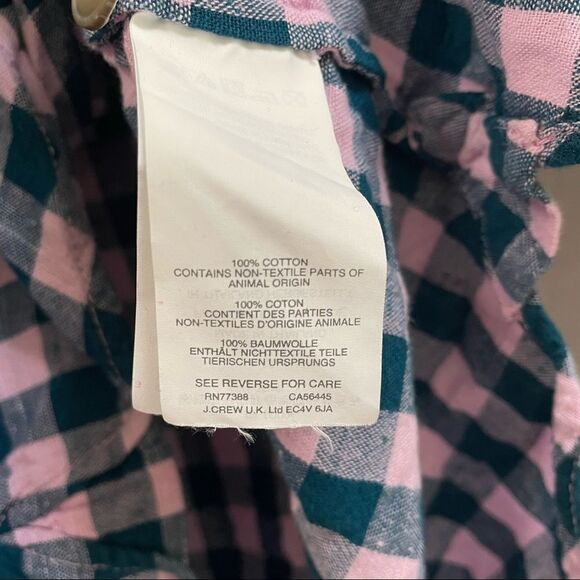 J. Crew Pink Teal Popover Plaid - Picture 9 of 11
